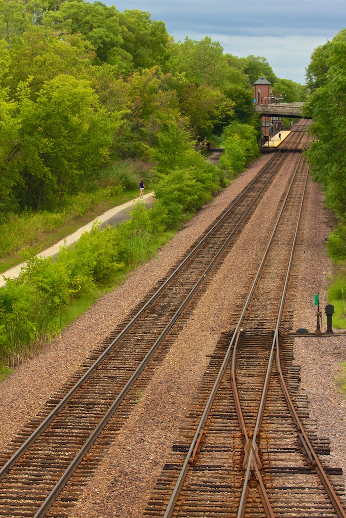 Trail and tracks from the Pine Street Bridge