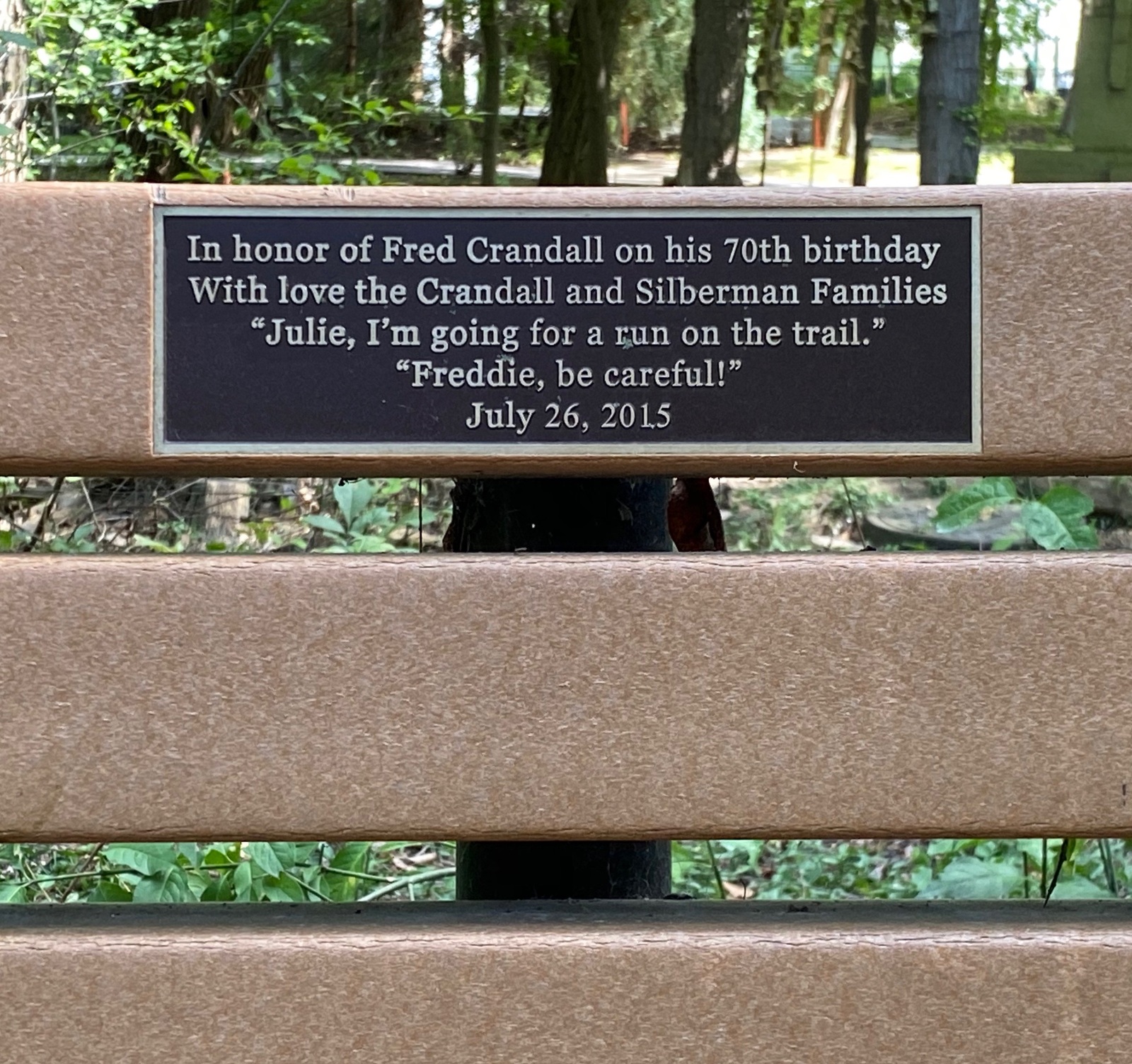 Great Sentiment for a Trail Bench